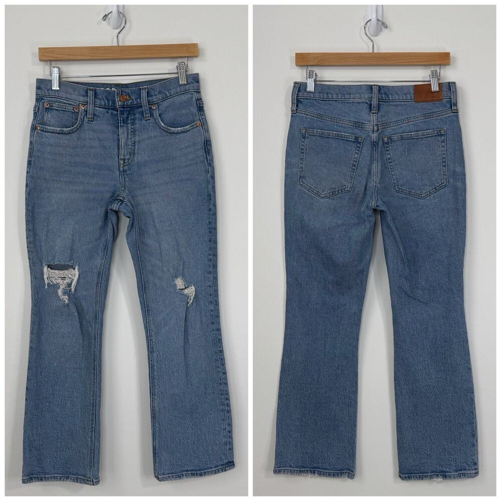 J.CREW 9" Billie Demi Boot Cropped Jeans Size 25 Rocky Shore Blue Distressed